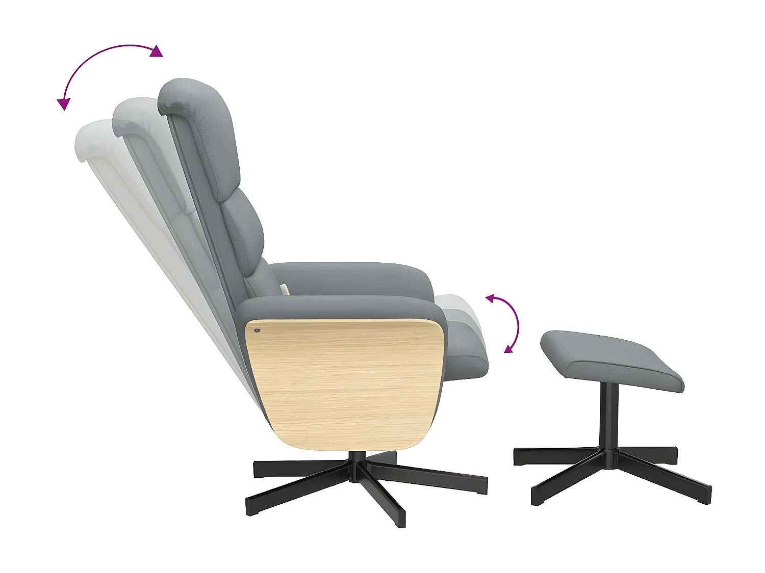 Fauteuil inclinable de massage et repose-pied gris clair tissu