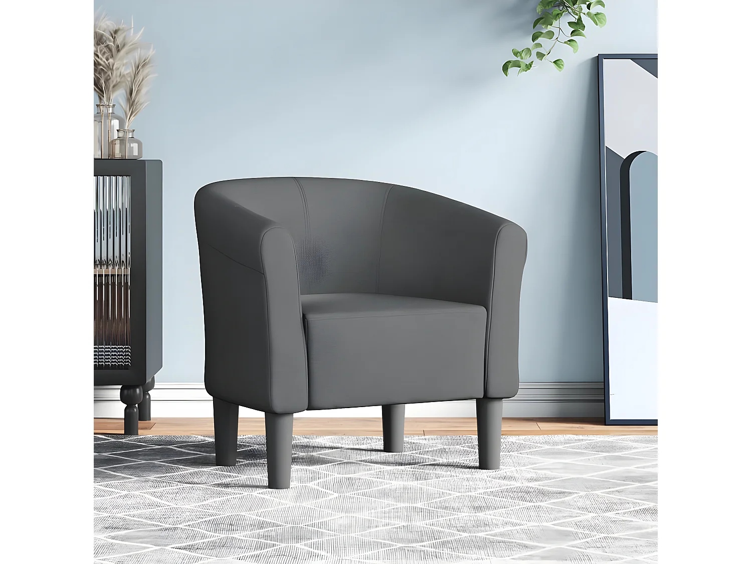 Fauteuil cabriolet gris foncé tissu