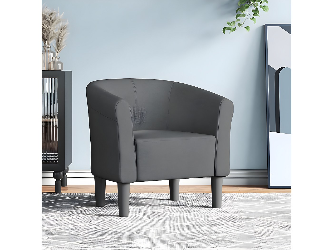 Silla de comedor con brazos "Aruba" tejido gris claro y antracita gris