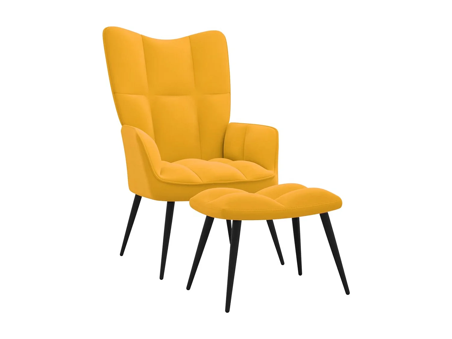 Sillón de relajación con reposapiés Terciopelo amarillo mostaza