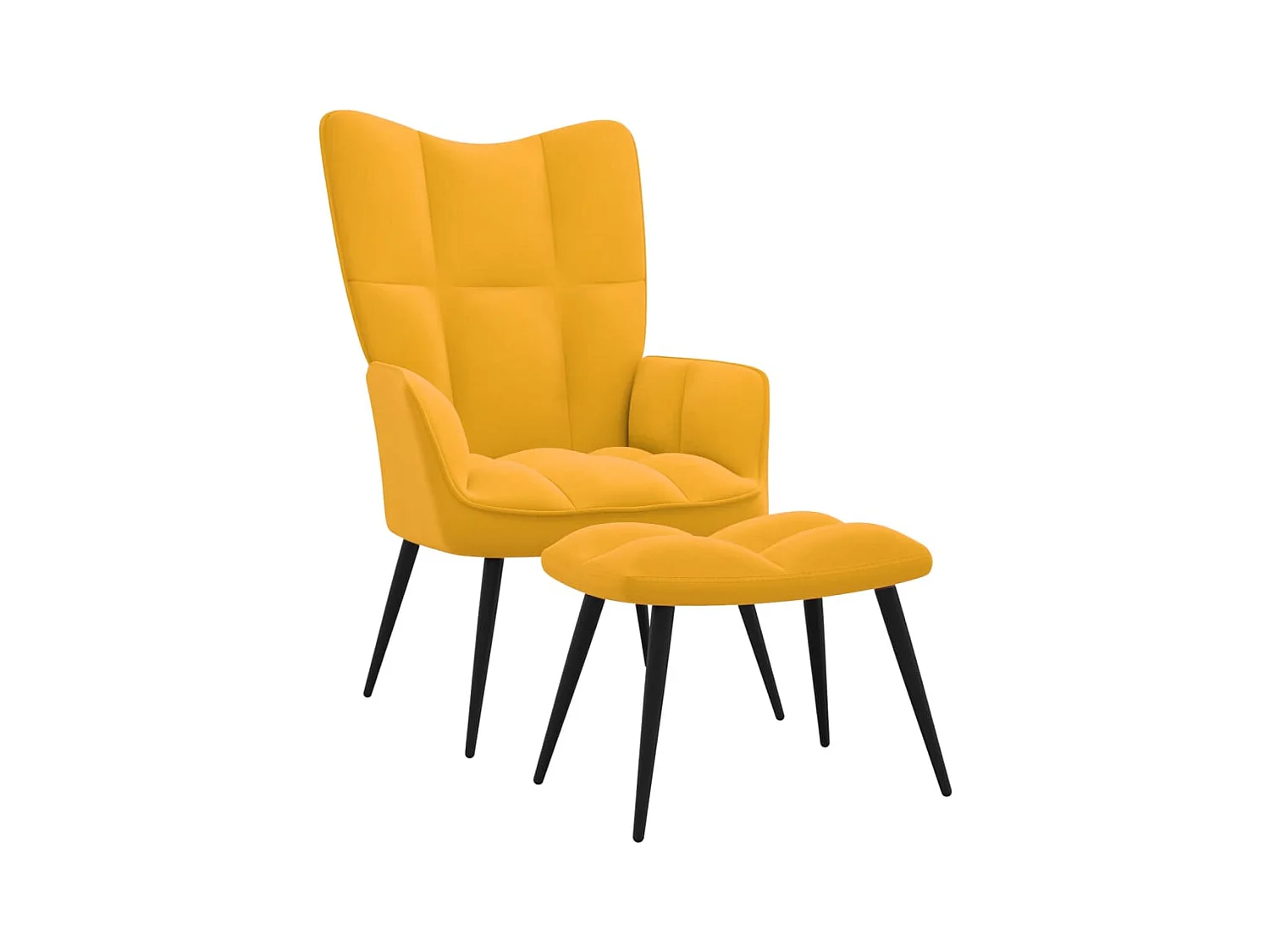 Chaise de relaxation avec repose-pied Jaune moutarde Velours