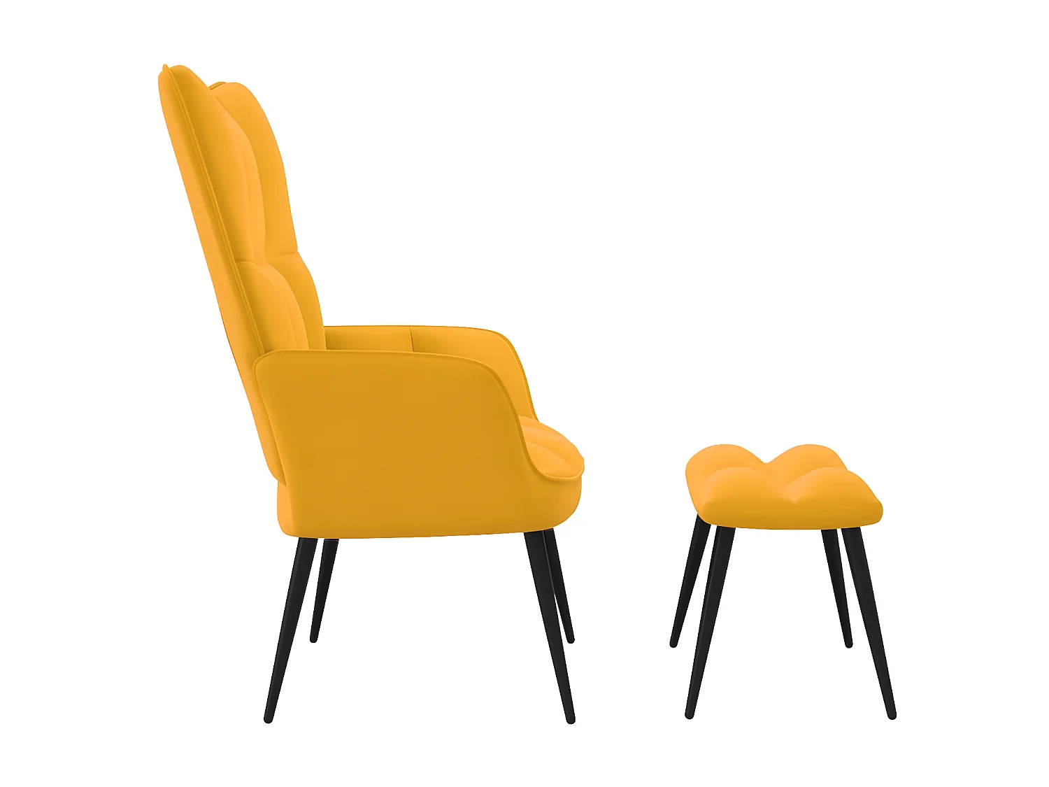 Chaise de relaxation avec repose-pied Jaune moutarde Velours