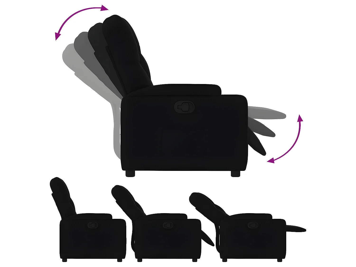 Silla reclinable de tela negra