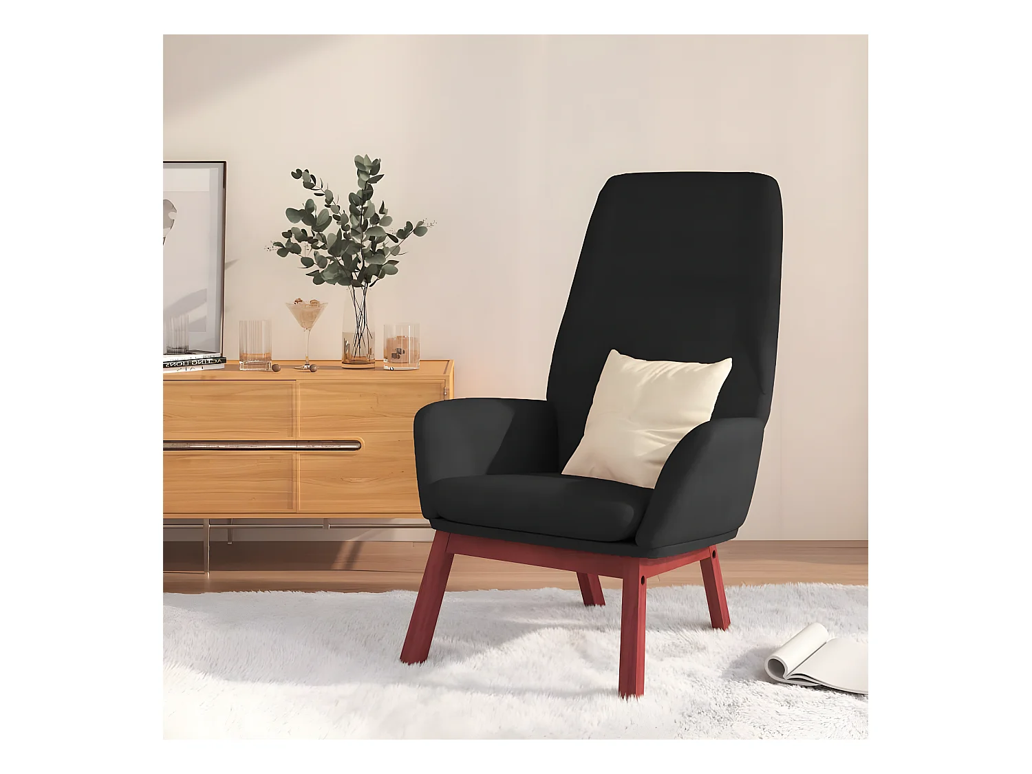Chaise de relaxation Noir Tissu