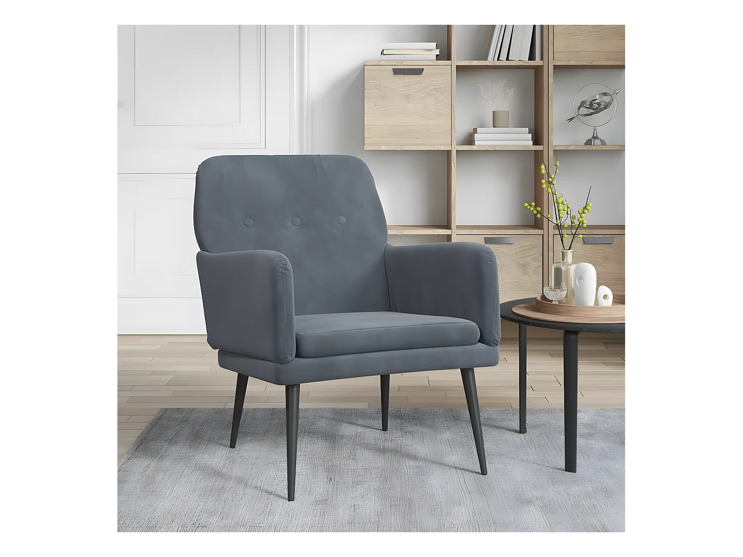 Fauteuil Gris foncé 62x79x79 cm Velours