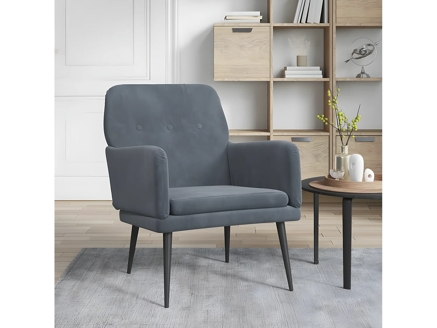 Fauteuil Donkergrijs 62x79x79 cm Fluweel