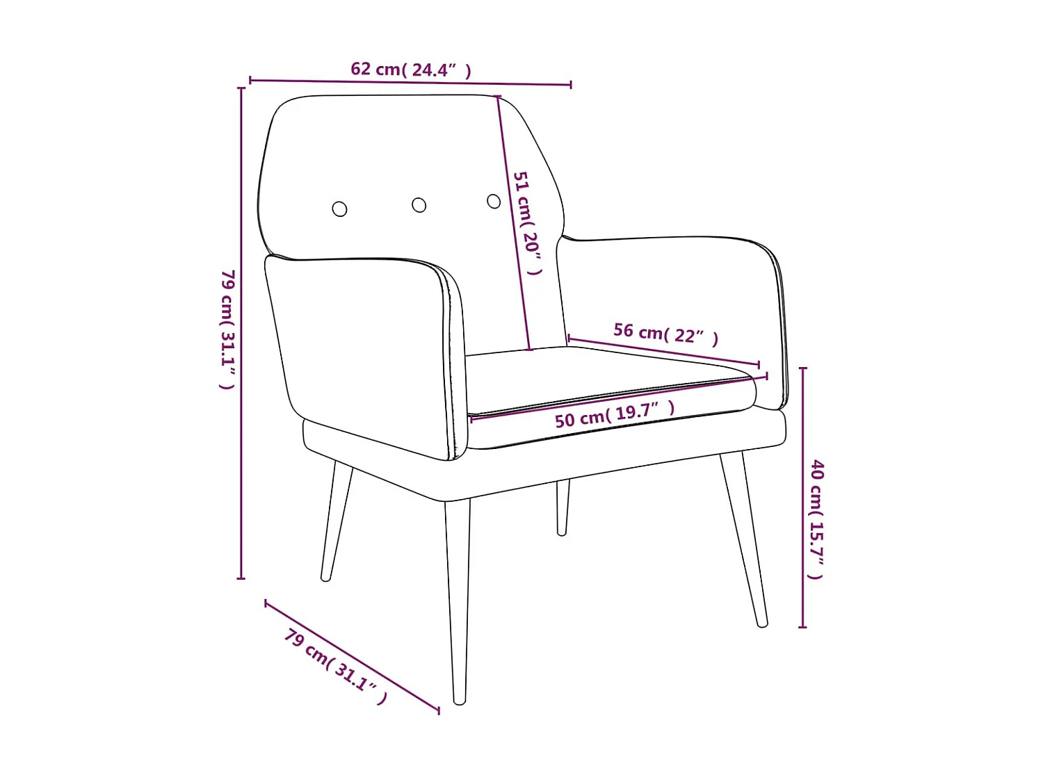 Fauteuil Donkergrijs 62x79x79 cm Fluweel