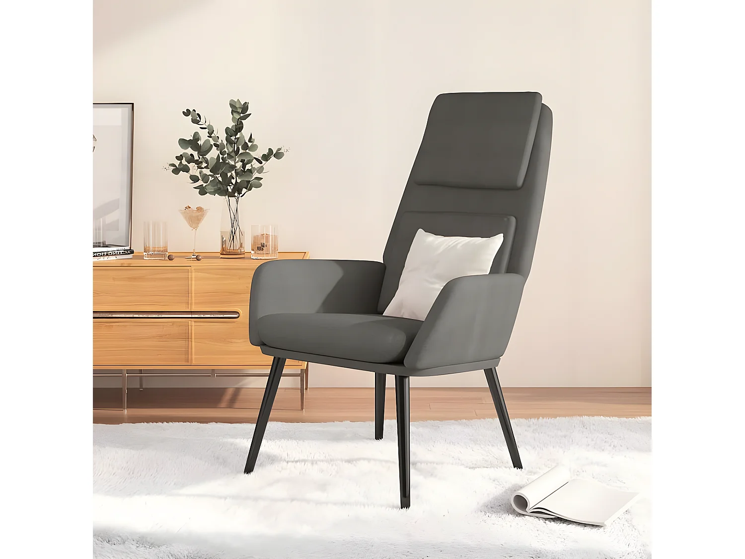Chaise de relaxation Gris clair Tissu