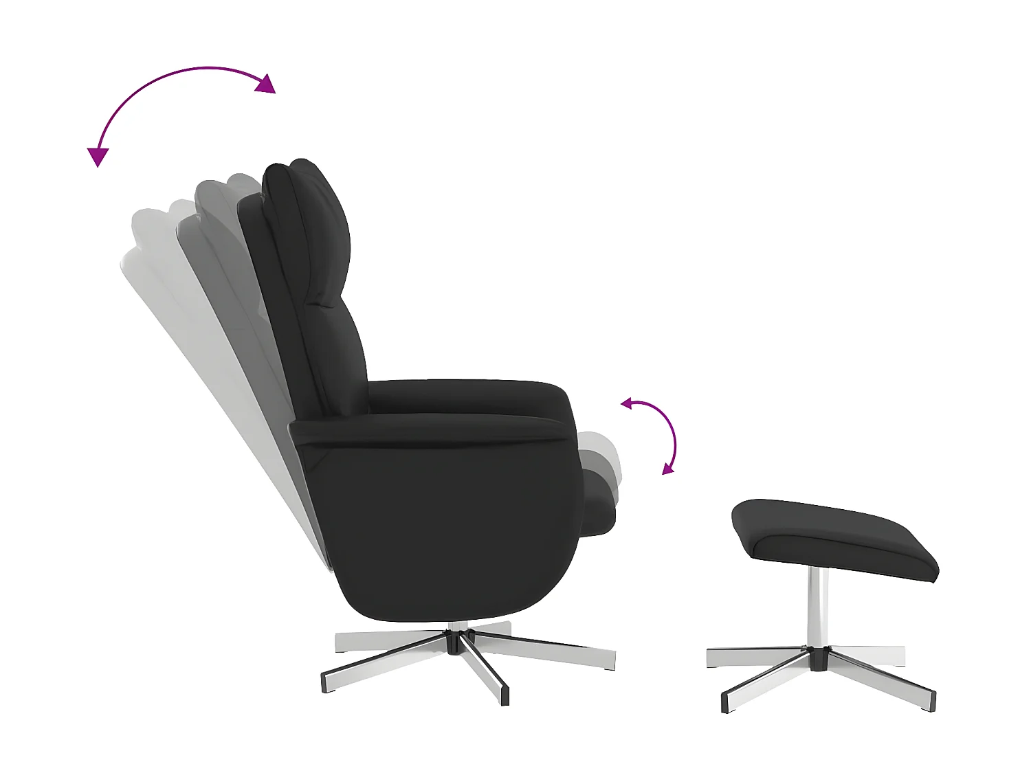 Fauteuil inclinable de massage avec repose-pied noir similicuir