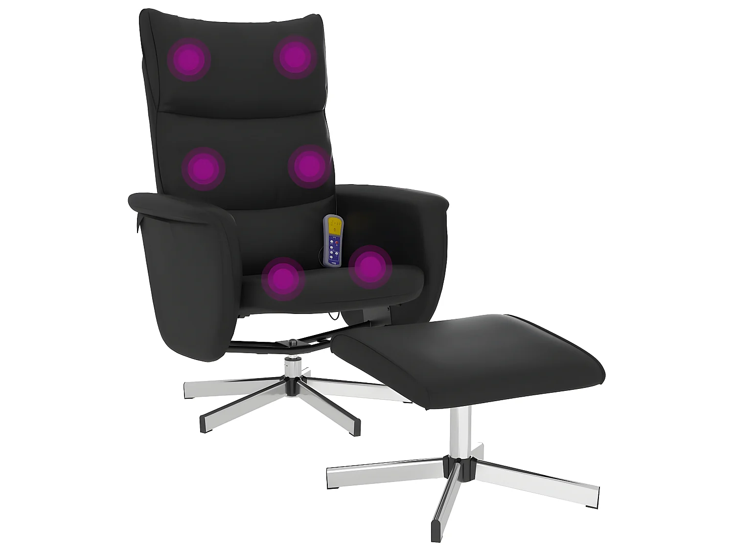 Fauteuil inclinable de massage avec repose-pied noir similicuir