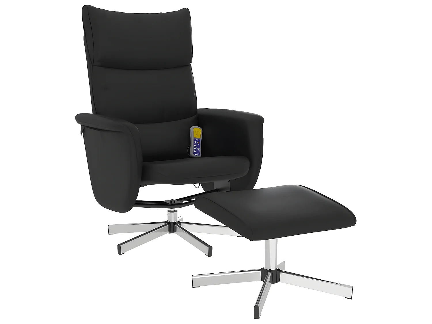 Fauteuil inclinable de massage avec repose-pied noir similicuir