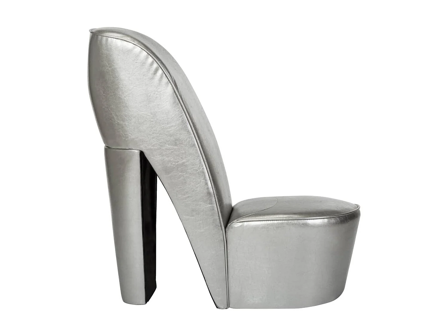 Silla Zapato Tacón Piel Sintética Plata
