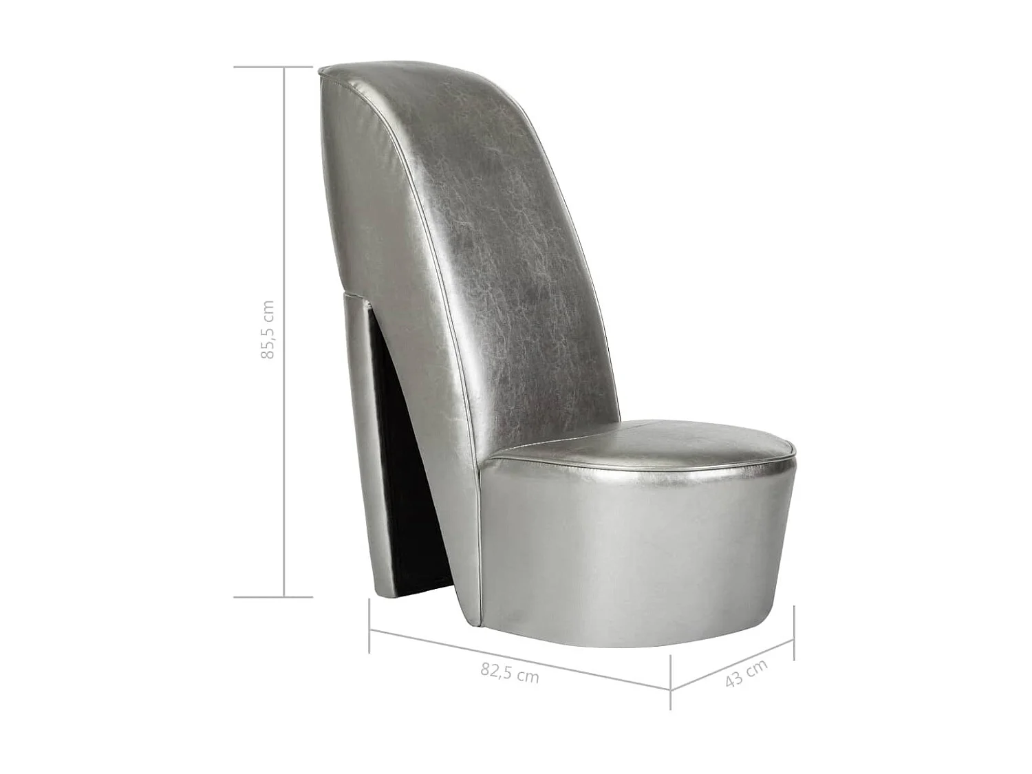 Silla Zapato Tacón Piel Sintética Plata