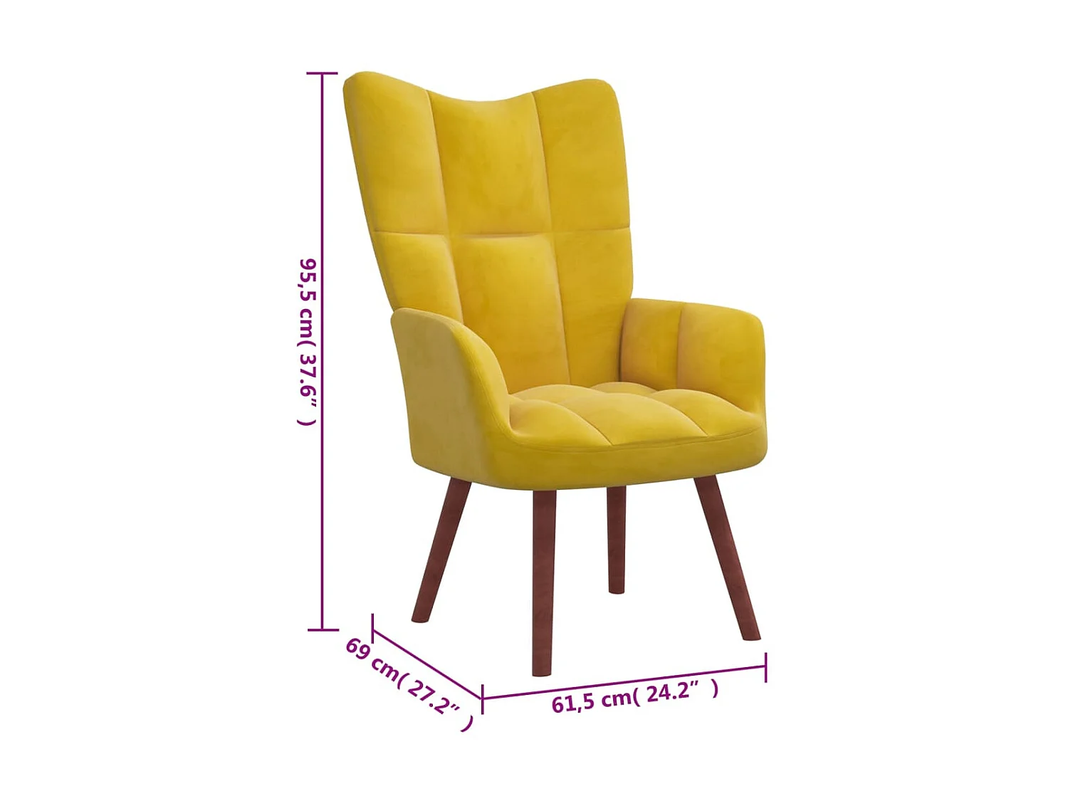 Chaise de relaxation Jaune moutarde Velours