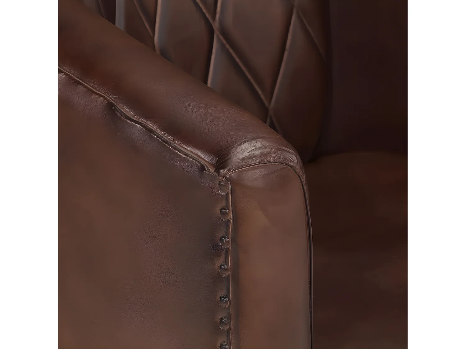 Fauteuil cabriolet marron clair cuir véritable