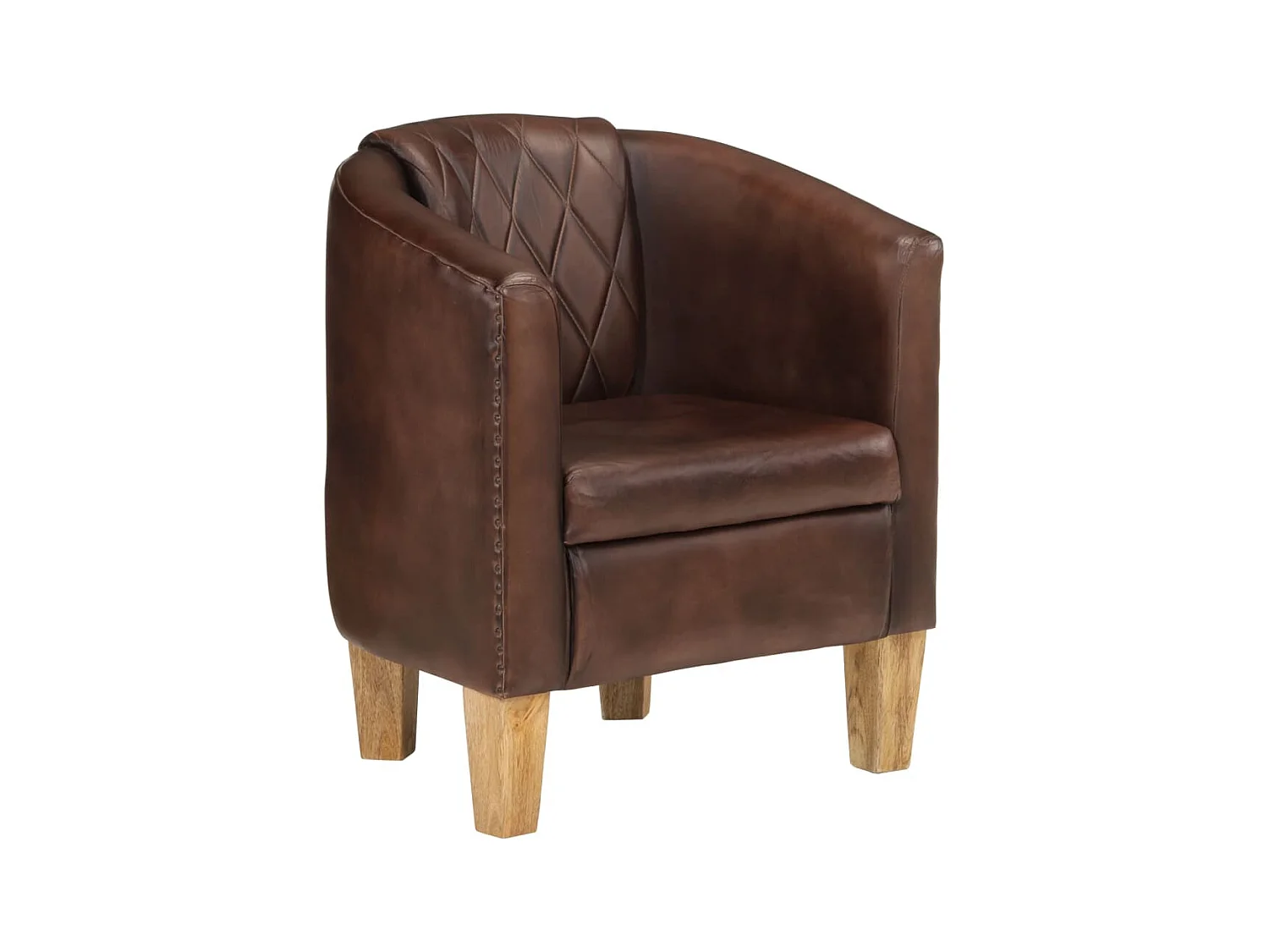 Fauteuil cabriolet marron clair cuir véritable