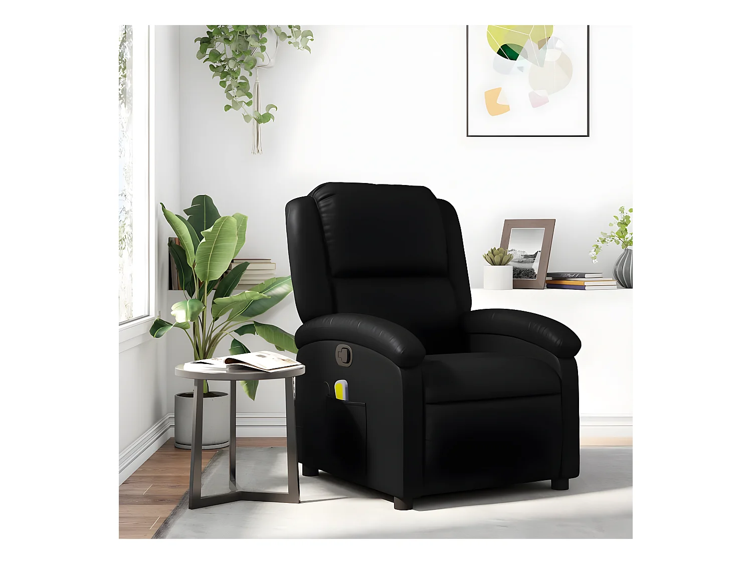 Fauteuil de massage inclinable Noir Similicuir