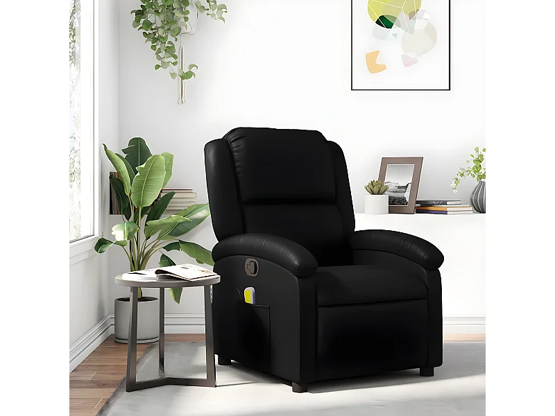 Fauteuil de massage inclinable Noir Similicuir