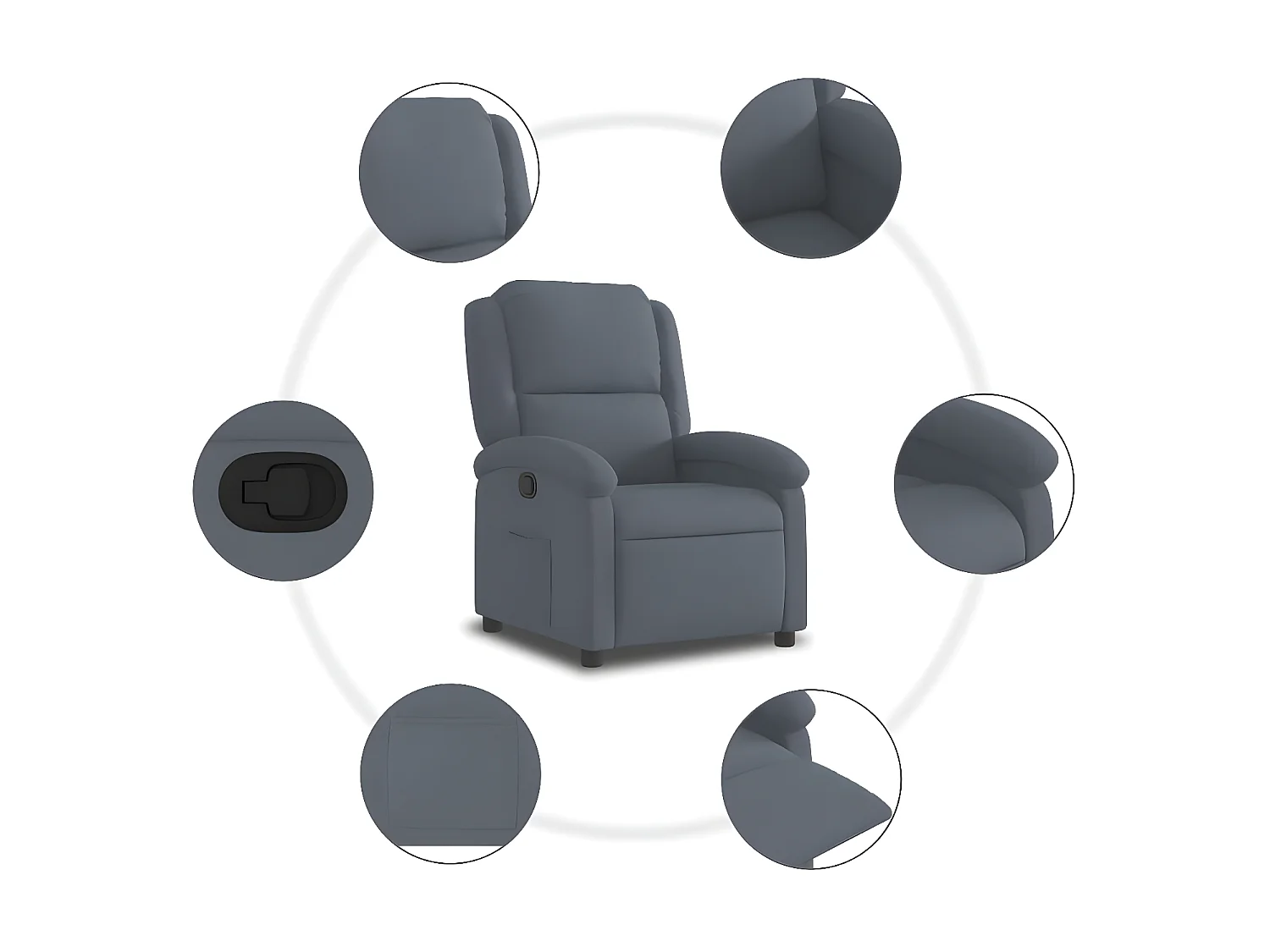 Fauteuil inclinable Gris foncé Velours