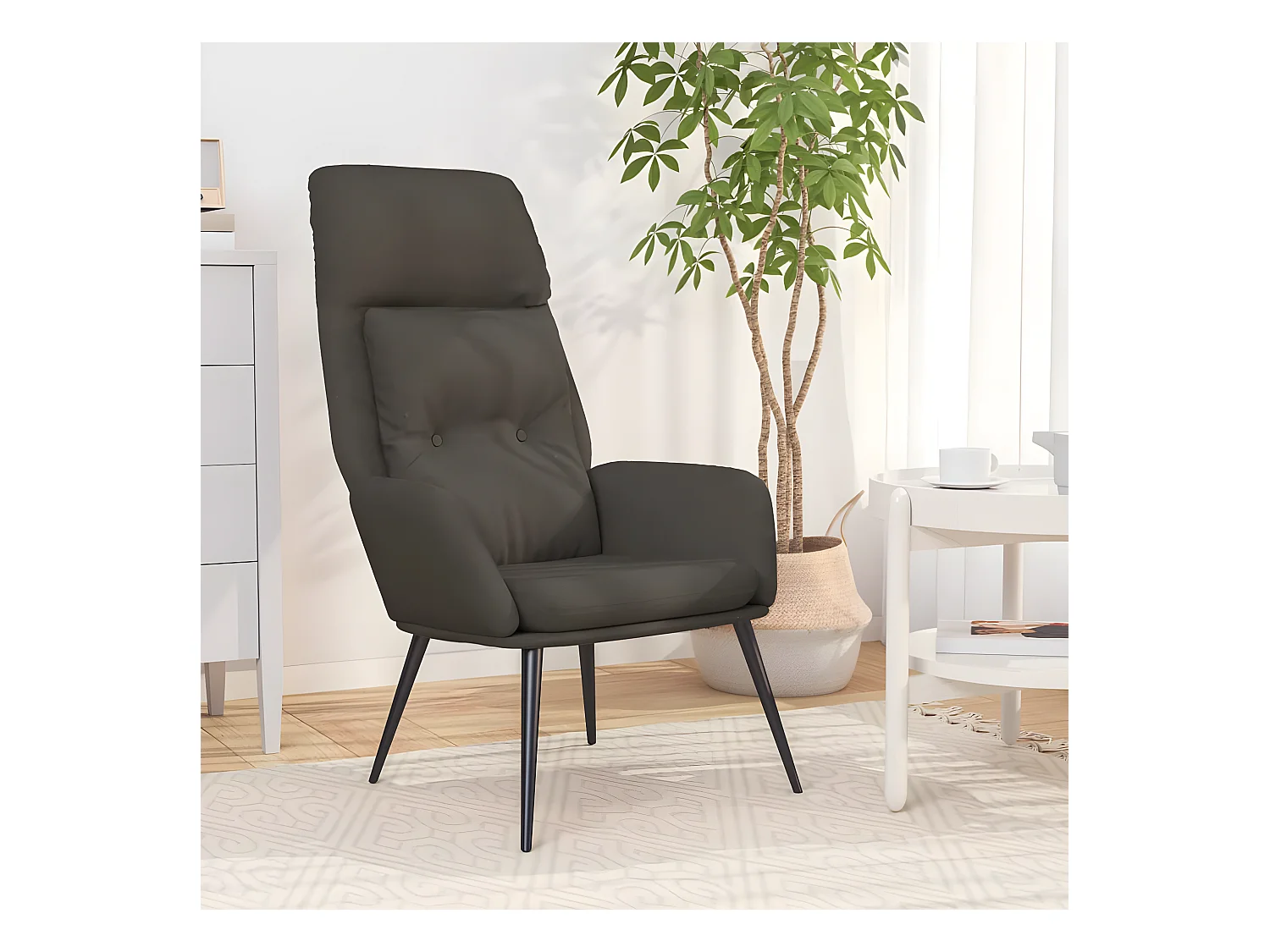 Chaise de relaxation Gris foncé Similicuir daim