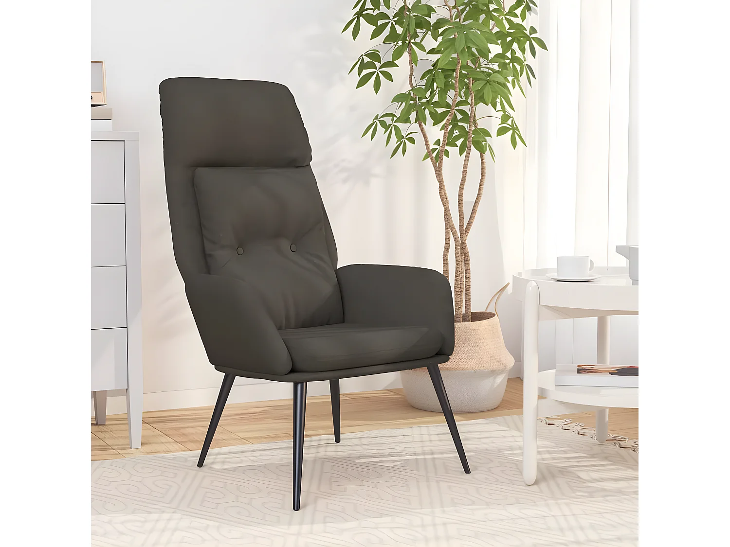 Chaise de relaxation Gris foncé Similicuir daim