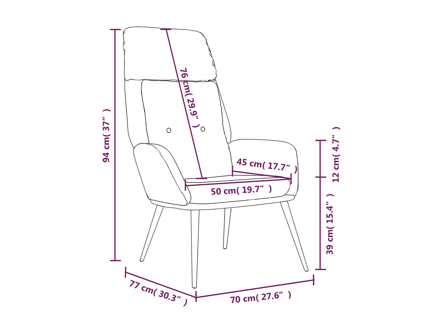 Chaise de relaxation Gris foncé Similicuir daim