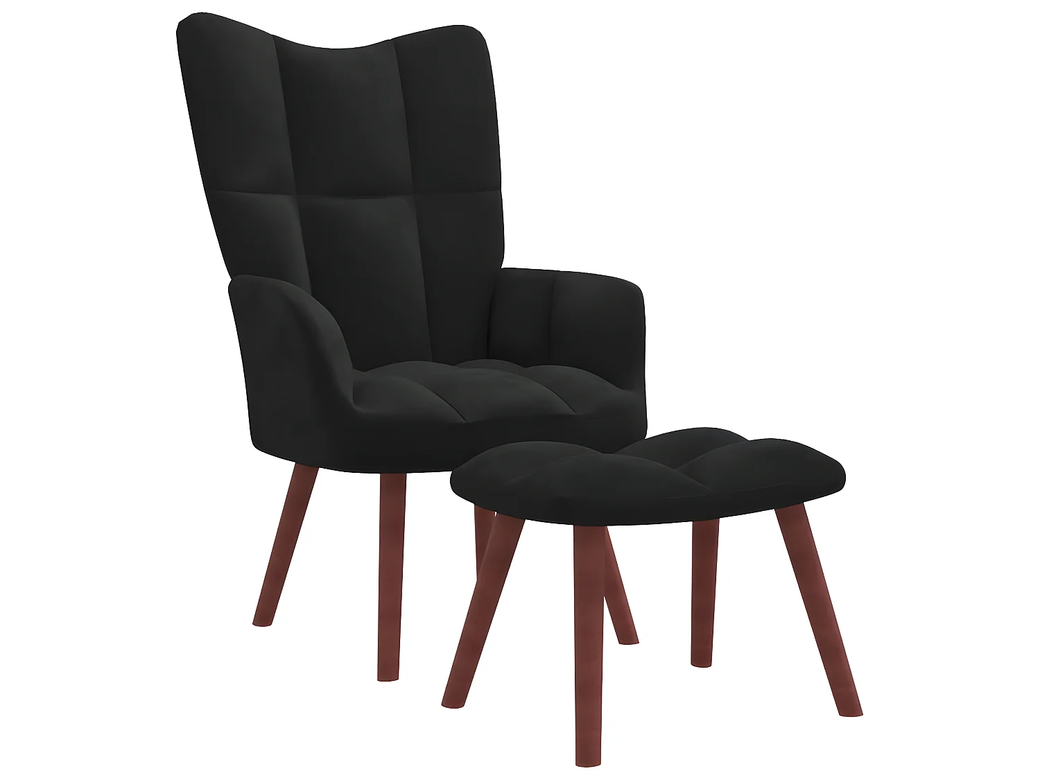 Chaise de relaxation avec repose-pied Noir Velours