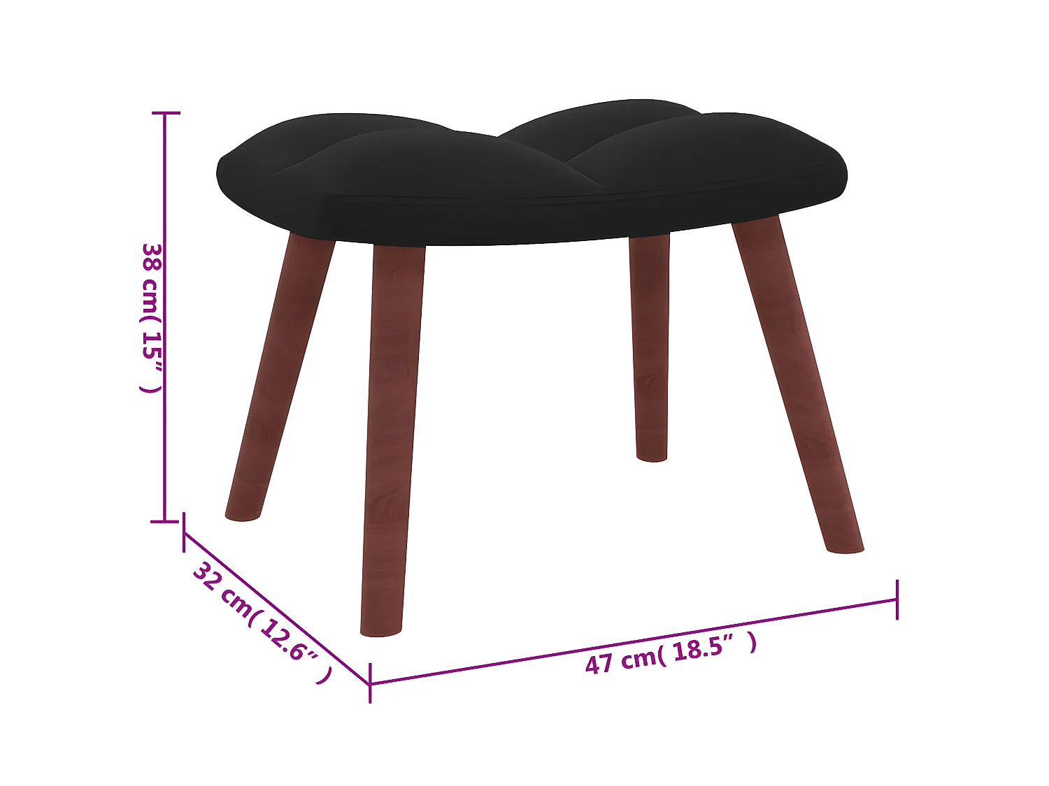 Chaise de relaxation avec repose-pied Noir Velours