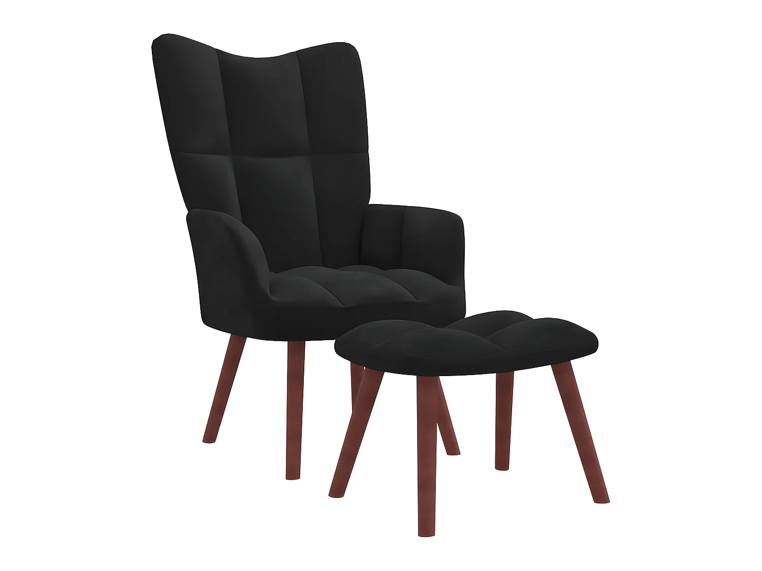 Chaise de relaxation avec repose-pied Noir Velours