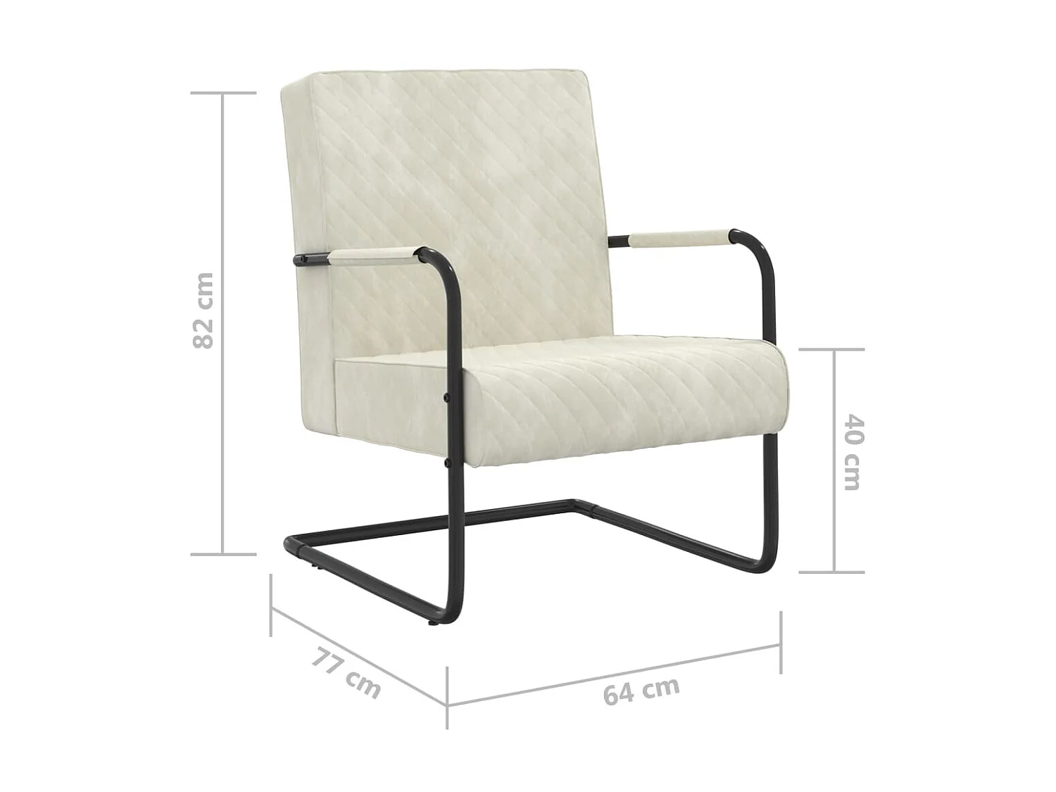 Chaise cantilever Blanc crème Velours