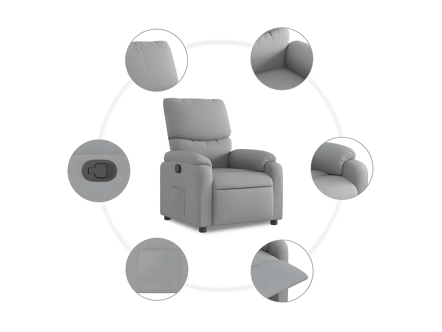 Fauteuil inclinable Gris clair Tissu