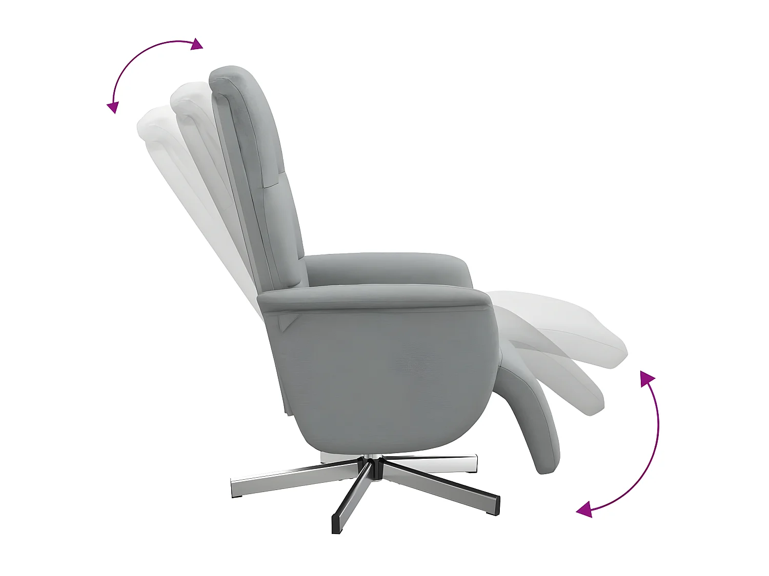 Fauteuil inclinable avec repose-pieds gris clair tissu