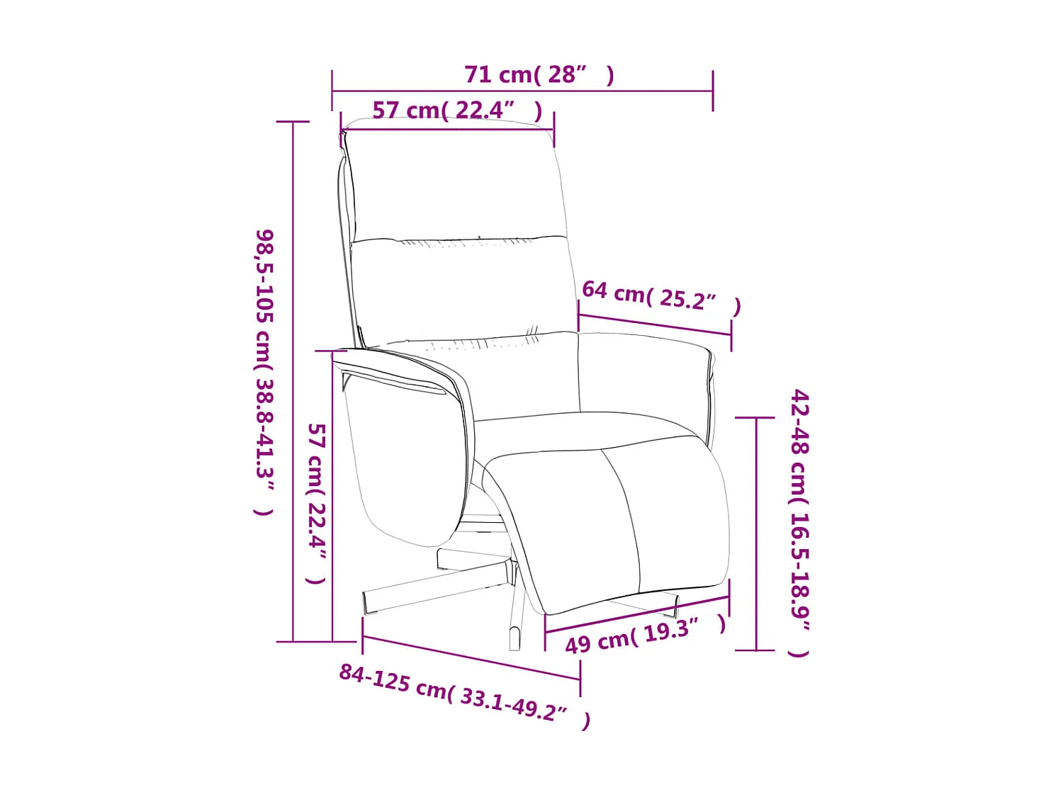 Fauteuil inclinable avec repose-pieds gris clair tissu
