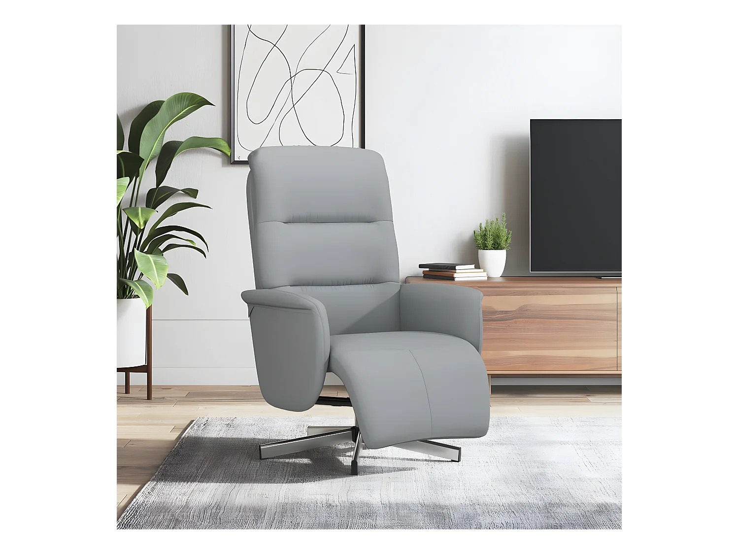 Fauteuil inclinable avec repose-pieds gris clair tissu