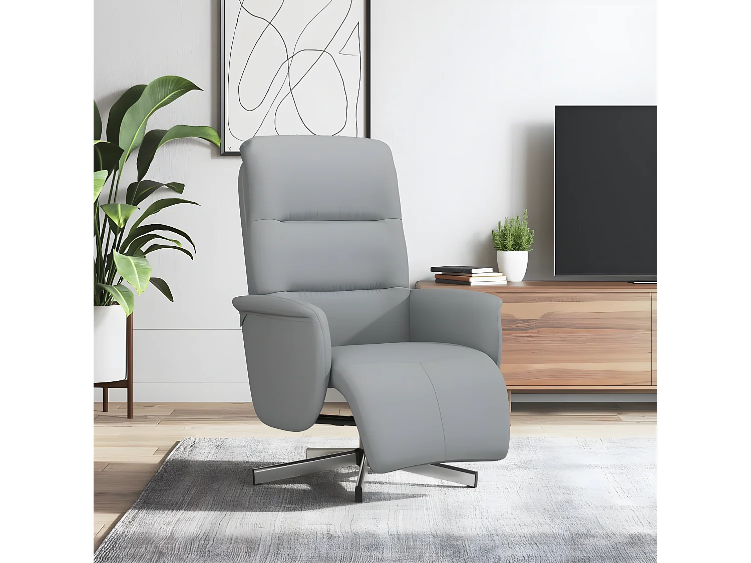 Fauteuil inclinable avec repose-pieds gris clair tissu