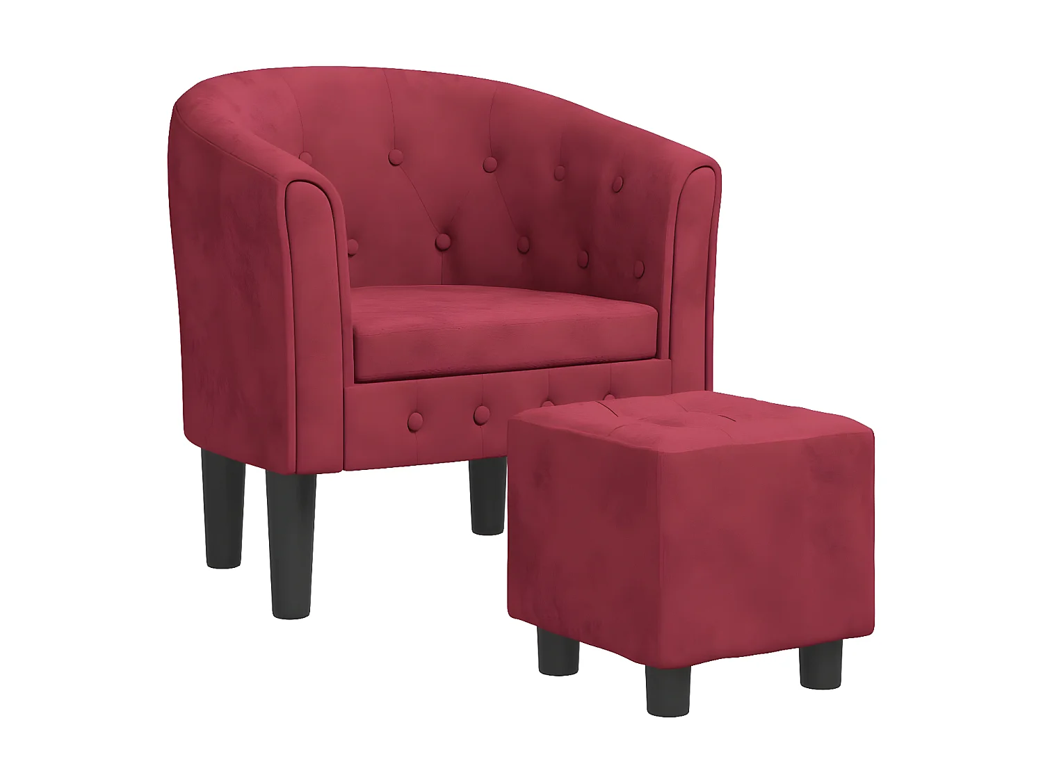 Poltrona trasformabile con poggiapiedi in velluto rosso bordeaux