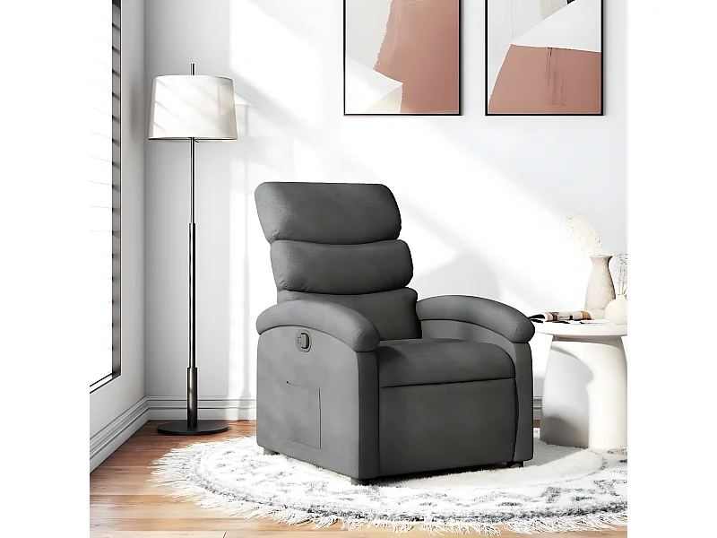Sillón reclinable de tela gris oscuro