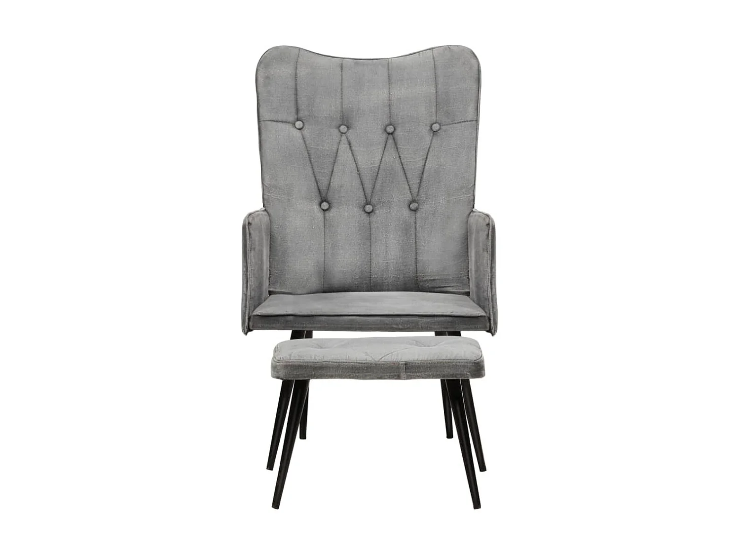 Fauteuil met voetsteun Grijs vintage canvas