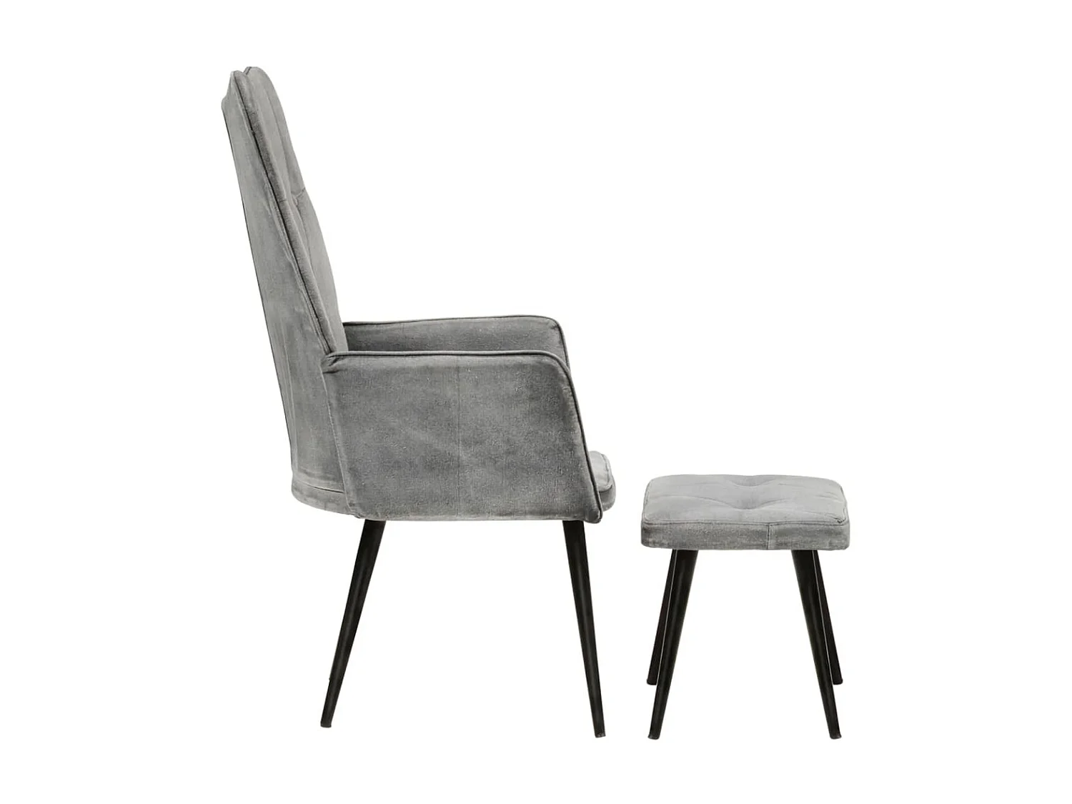 Chaise à oreilles avec repose-pied Gris vintage Toile