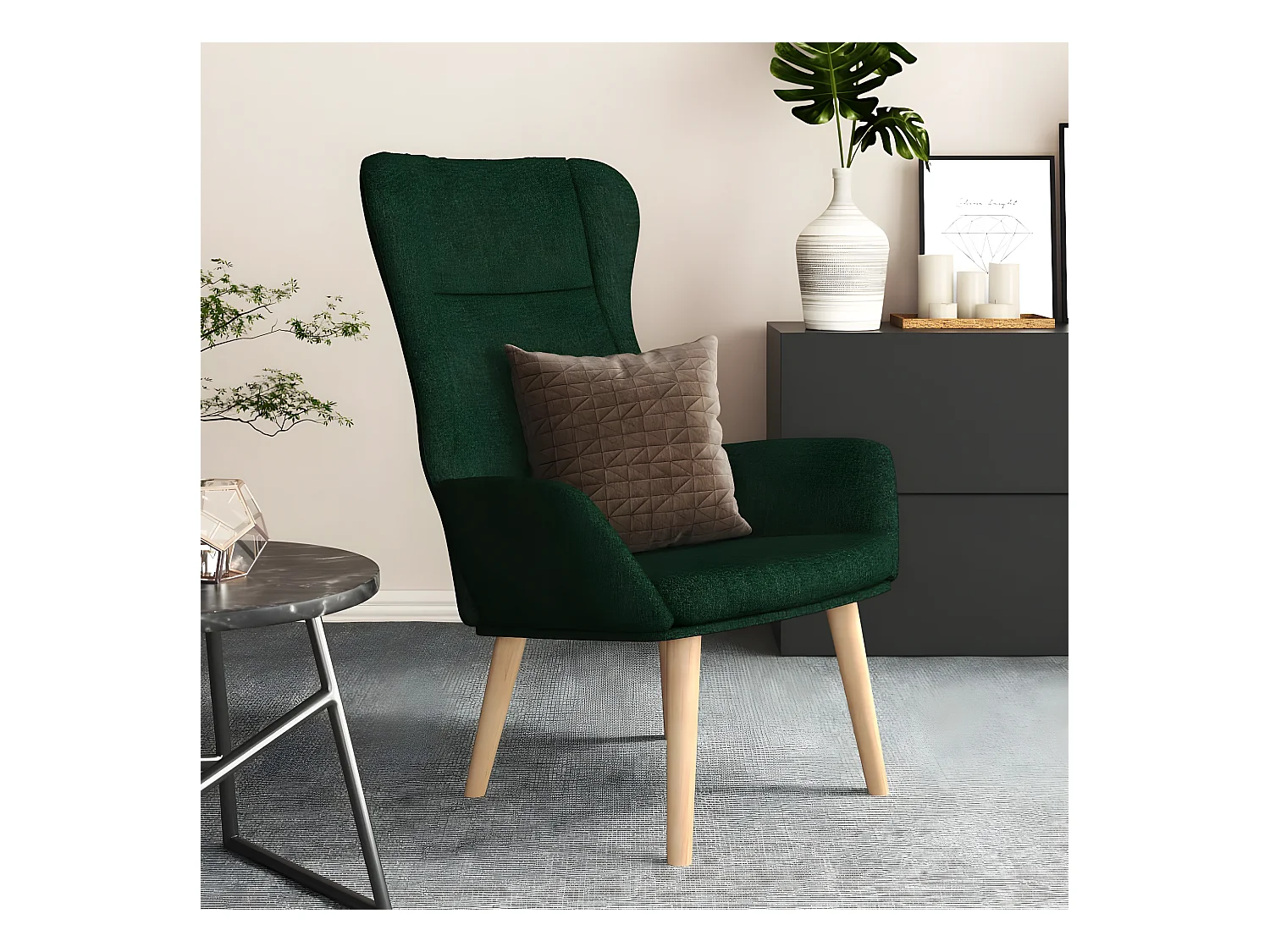 Chaise de relaxation Vert foncé Tissu
