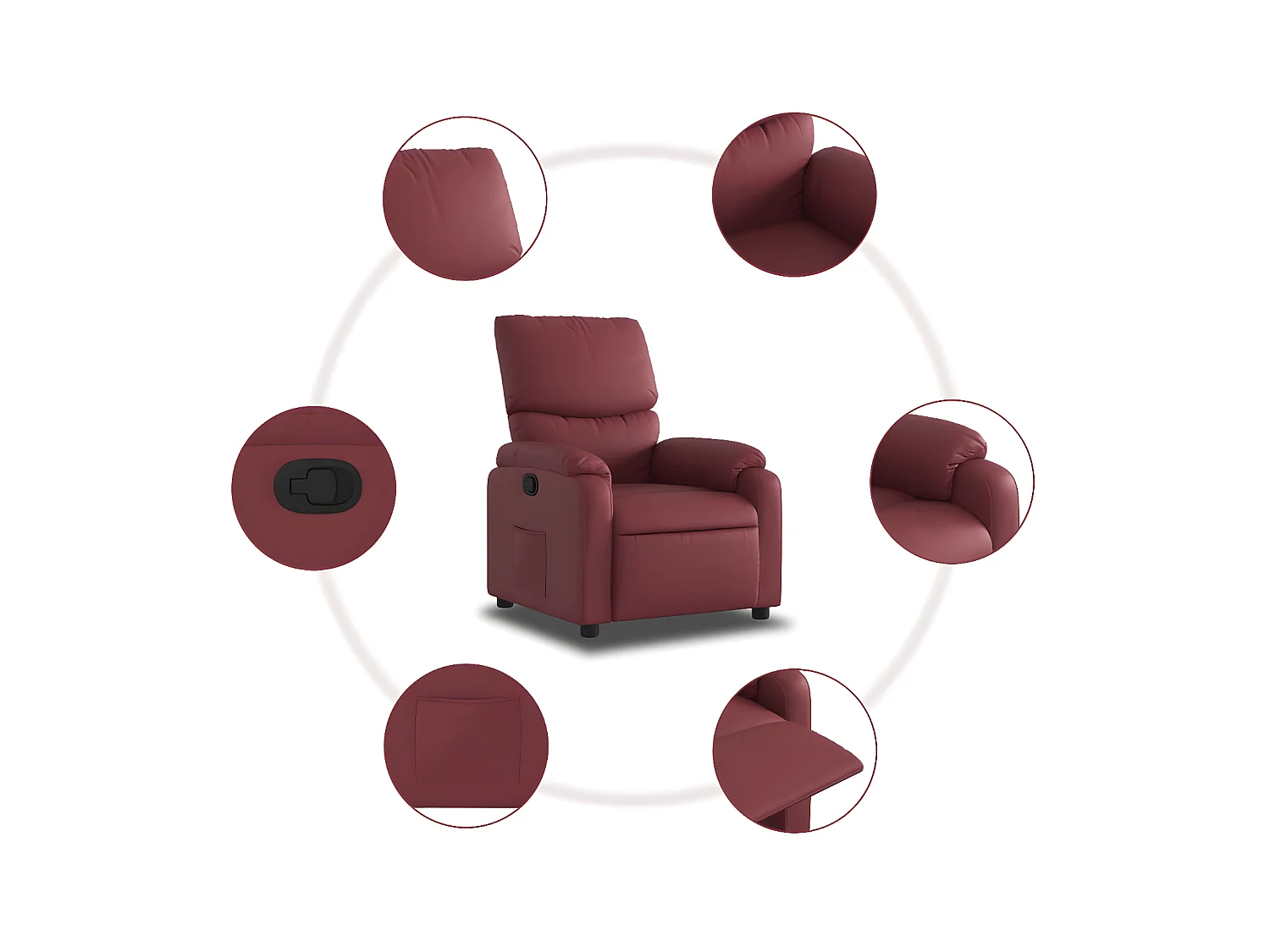 Fauteuil inclinable Rouge bordeaux Similicuir
