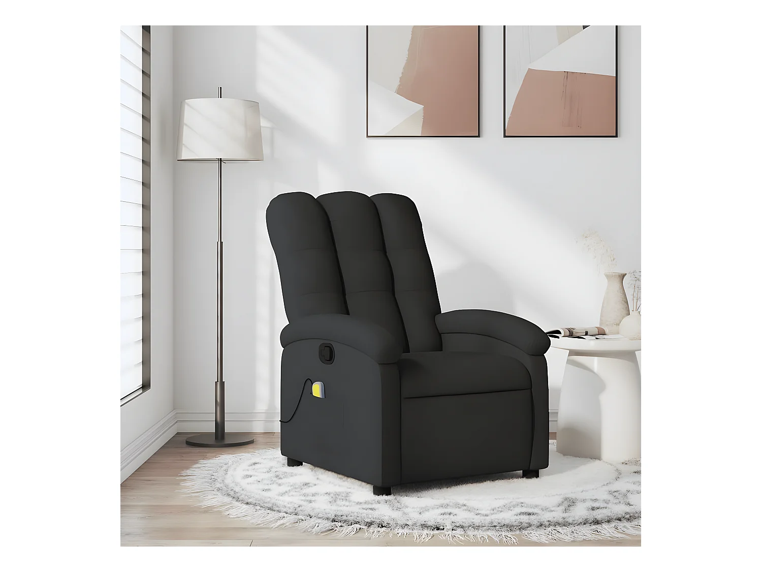 Fauteuil de massage inclinable Noir Tissu