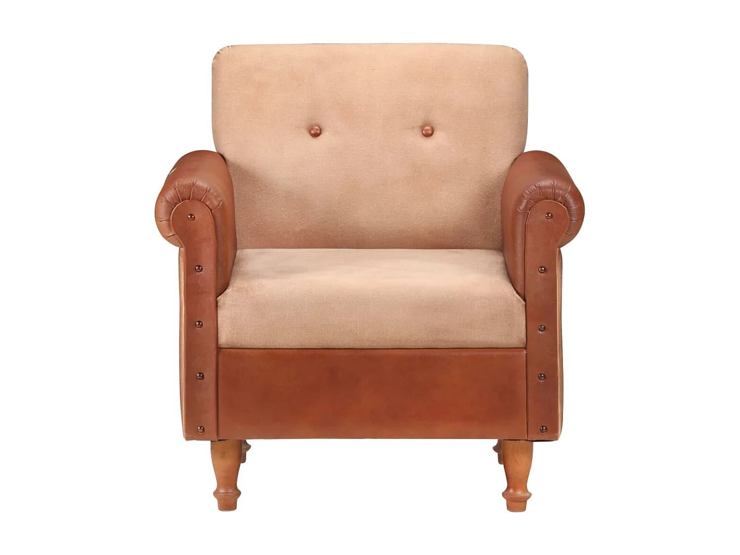 Brauner Sessel. Echtes Leder und Canvas