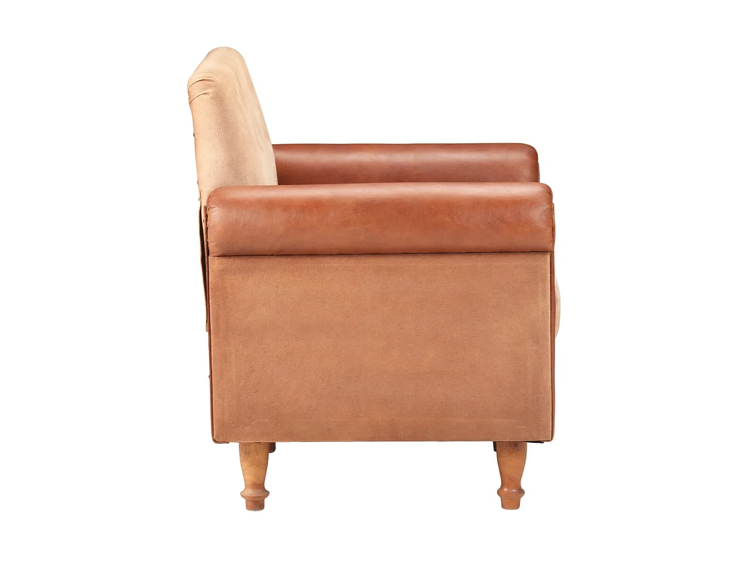 Brauner Sessel. Echtes Leder und Canvas