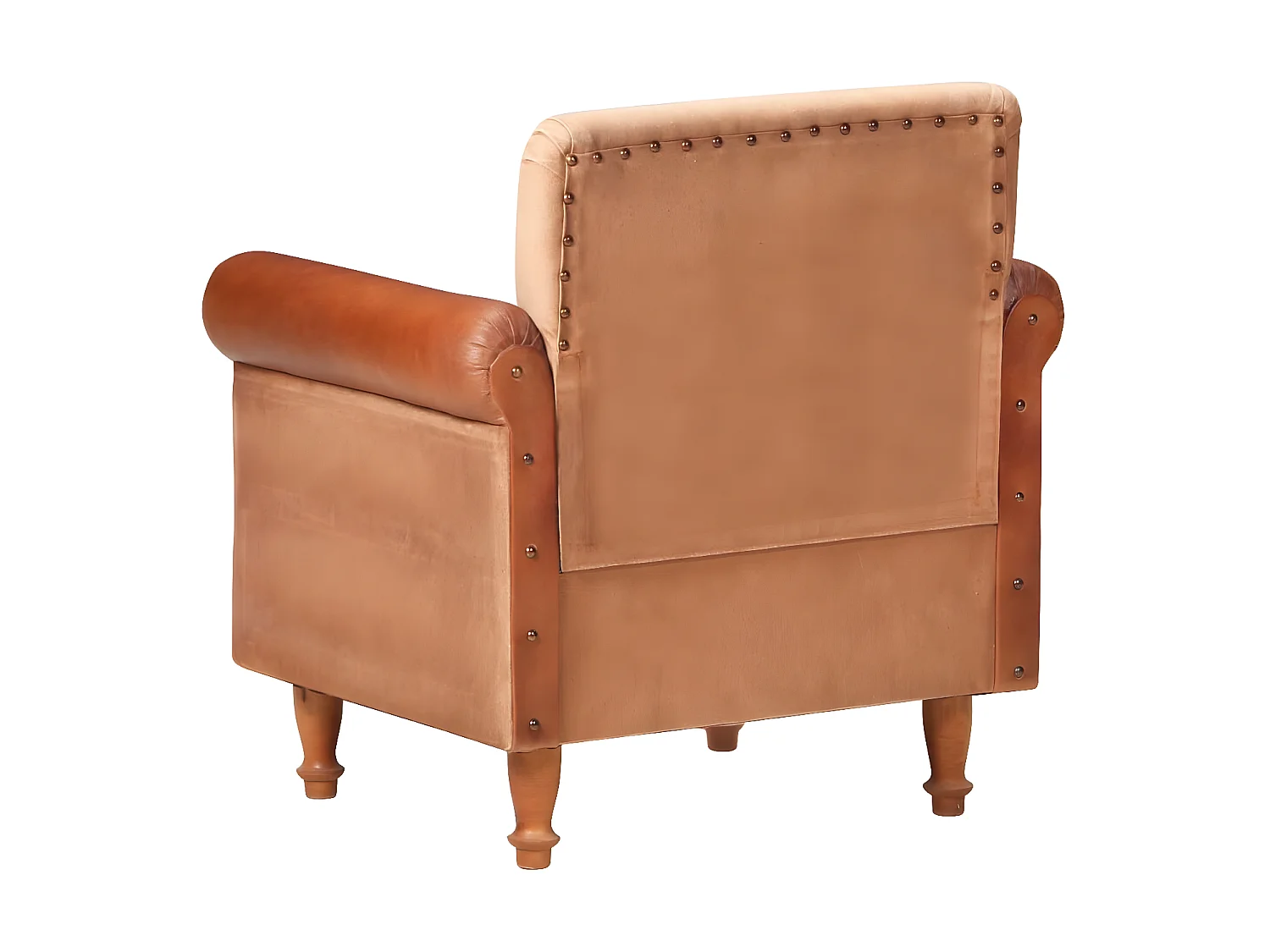 Brauner Sessel. Echtes Leder und Canvas