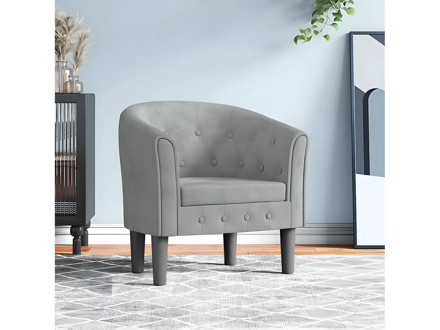 Lichtgrijze fluwelen converteerbare fauteuil