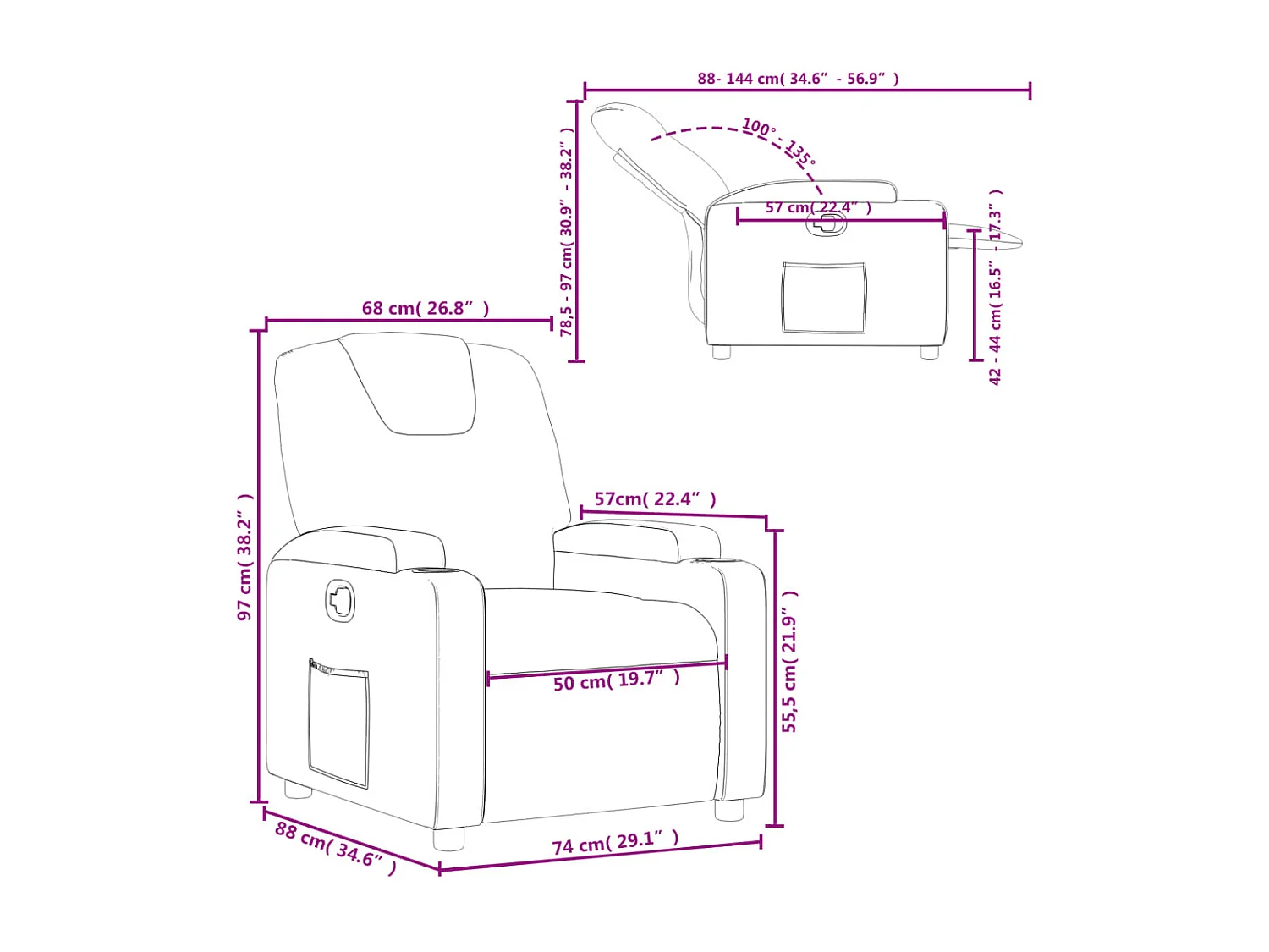 Poltrona reclinabile in ecopelle nera