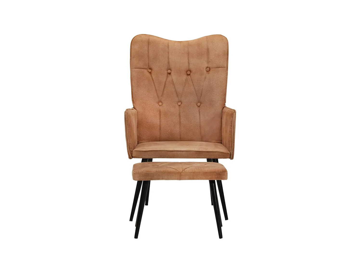 Chaise à oreilles avec repose-pied Marron Toile