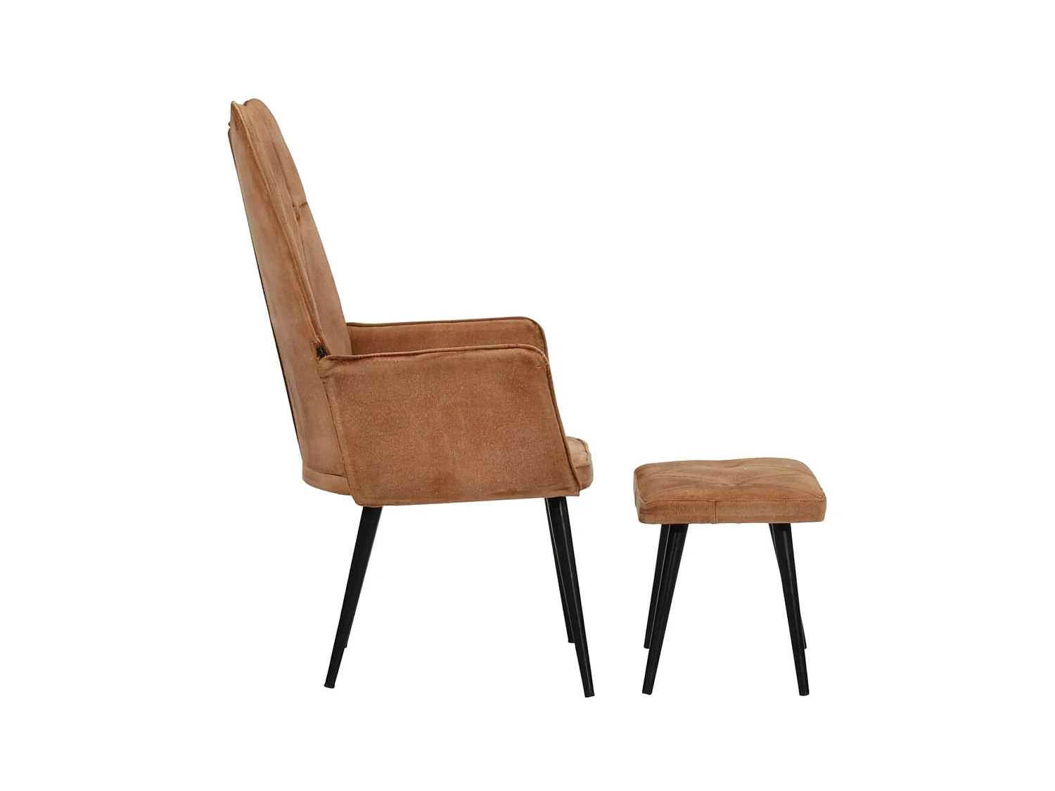 Chaise à oreilles avec repose-pied Marron Toile