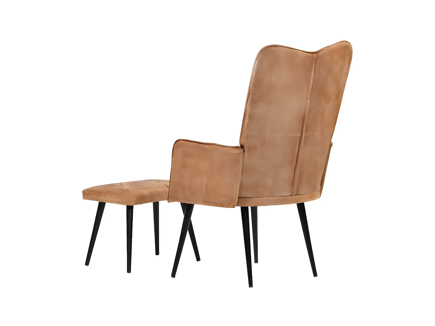 Chaise à oreilles avec repose-pied Marron Toile